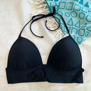 Aerie Black Halter Push Up Bikini Top Size Medium